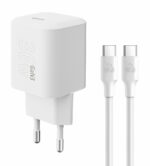 POWERTECH φορτιστής τοίχου PT-1350 με καλώδιο, USB-C, 36W, GaN, λευκός - 5210131115183