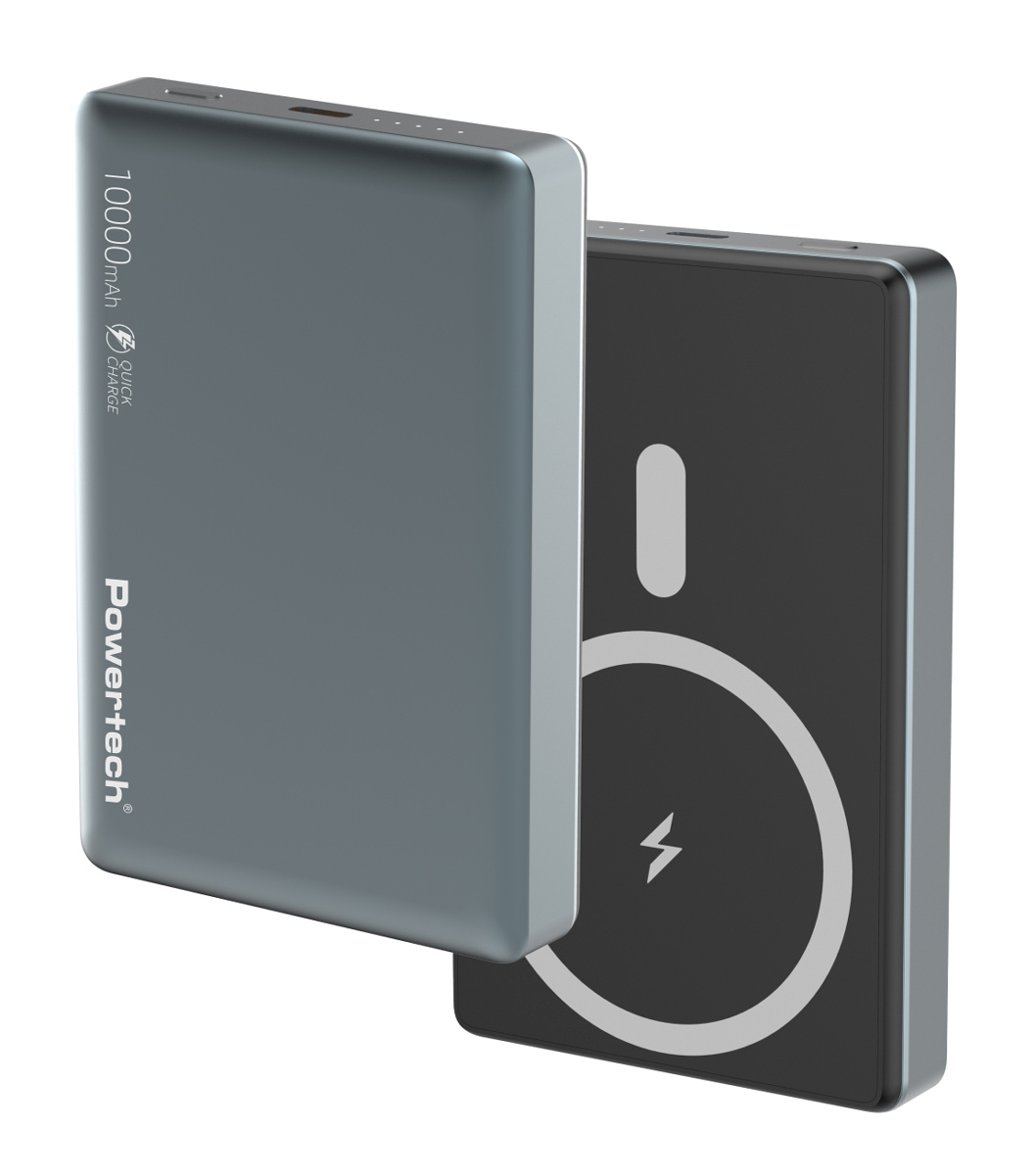PT-1377 POWERTECH power bank PT-1377, 10000mah, magnetic wireless, 20W, γκρι - 5210131116715 - Image 1