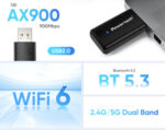 POWERTECH ασύρματος USB αντάπτορας δικτύου & Bluetooth 5.3 PT-1387, 900Mbps WiFi 6 - 5210131120590 - Image 2