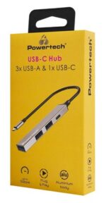 POWERTECH USB hub PT-1412, 4x θυρών, USB 3.2, 5Gbps, USB-C σύνδεση, γκρι - 5210131125946 - Image 2