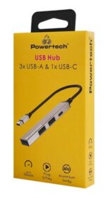 POWERTECH USB hub PT-1413, 4x θυρών, USB 3.2, 5Gbps, USB σύνδεση, γκρι - 5210131125953 - Image 2
