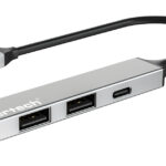POWERTECH USB hub PT-1413, 4x θυρών, USB 3.2, 5Gbps, USB σύνδεση, γκρι - 5210131125953