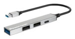 POWERTECH USB hub PT-1413, 4x θυρών, USB 3.2, 5Gbps, USB σύνδεση, γκρι - 5210131125953