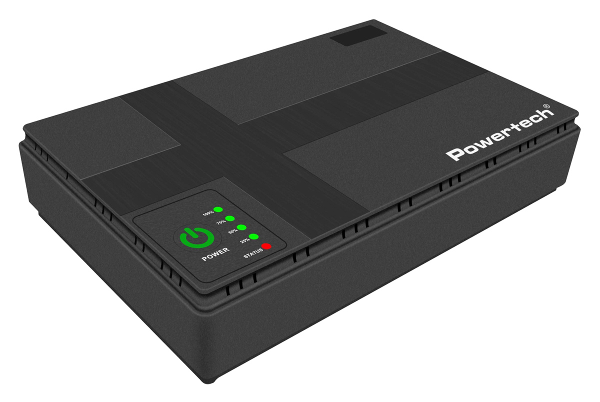 PT-1435 POWERTECH mini DC UPS PT-1435, 36W, 10400mAh, 3x DC, USB/LAN/POE, μαύρο - 5210131129951 - Image 1