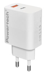 POWERTECH φορτιστής τοίχου PT-1437, USB/USB-C, 20W, GaN, λευκός - 5210131130353
