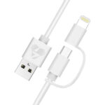 POWERTECH καλώδιο USB σε Micro/Lightning PT-707, MFi, 2.4A, 1m, λευκό - 5210131001400