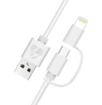 POWERTECH καλώδιο USB σε Micro/Lightning PT-707, MFi, 2.4A, 1m, λευκό - 5210131001400