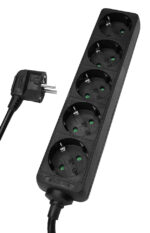 POWERTECH πολύπριζο PT-872, 5x schuko, 16A, 3m, μαύρο - 5210131030820