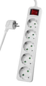 POWERTECH πολύπριζο PT-874, 5x schuko, 16A, 1.5m, λευκό - 5210131030844
