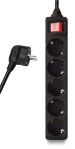 POWERTECH πολύπριζο PT-875, 5x schuko, 16A, 1.5m, μαύρο - 5210131030851