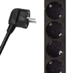 POWERTECH πολύπριζο PT-877, 5x schuko, 16A, 3m, μαύρο - 5210131030875