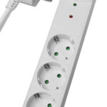 POWERTECH πολύπριζο ασφαλείας PT-879, 3x schuko, 16A, 1.5m, λευκό - 5210131030899