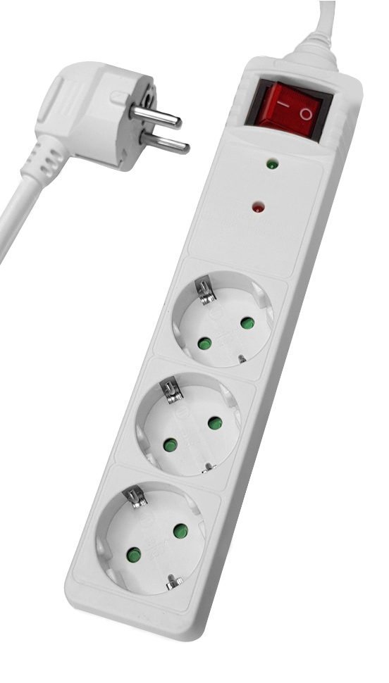 PT-879 POWERTECH πολύπριζο ασφαλείας PT-879, 3x schuko, 16A, 1.5m, λευκό - 5210131030899 - Image 1
