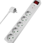 POWERTECH πολύπριζο ασφαλείας PT-880, 5x schuko, 16A, 1.5m, λευκό - 5210131030905