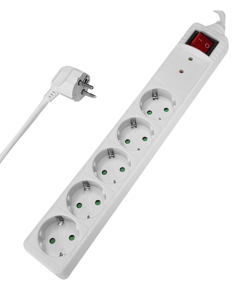 PT-880 POWERTECH πολύπριζο ασφαλείας PT-880, 5x schuko, 16A, 1.5m, λευκό - 5210131030905 - Image 1