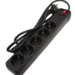 POWERTECH πολύπριζο ασφαλείας PT-883, 5x schuko, 16A, 3m, μαύρο - 5210131030936