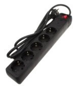 POWERTECH πολύπριζο ασφαλείας PT-883, 5x schuko, 16A, 3m, μαύρο - 5210131030936