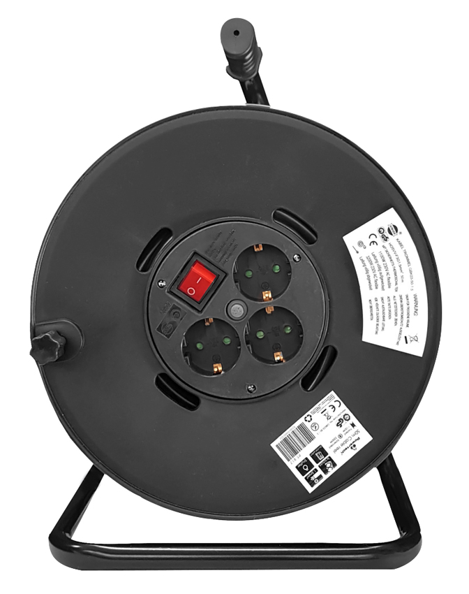 PT-917 POWERTECH μπαλαντέζα με βάση PT-917, 3x schuko, 16A, 50m, μαύρη - 5210131031322 - Image 1