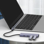 POWERTECH USB hub PTH-110, 4x θυρών, 10Gbps, USB-C σύνδεση, γκρι - 5210131080009 - Image 2