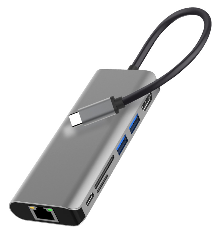 PTH-112 POWERTECH docking station PTH-112, 7 θυρών, USB-C σύνδεση, 100W PD, γκρι - 5210131080719 - Image 1