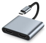 POWERTECH docking station PTH-113, 4 θυρών, USB-C, 4K, 100W, γκρι - 5210131089590