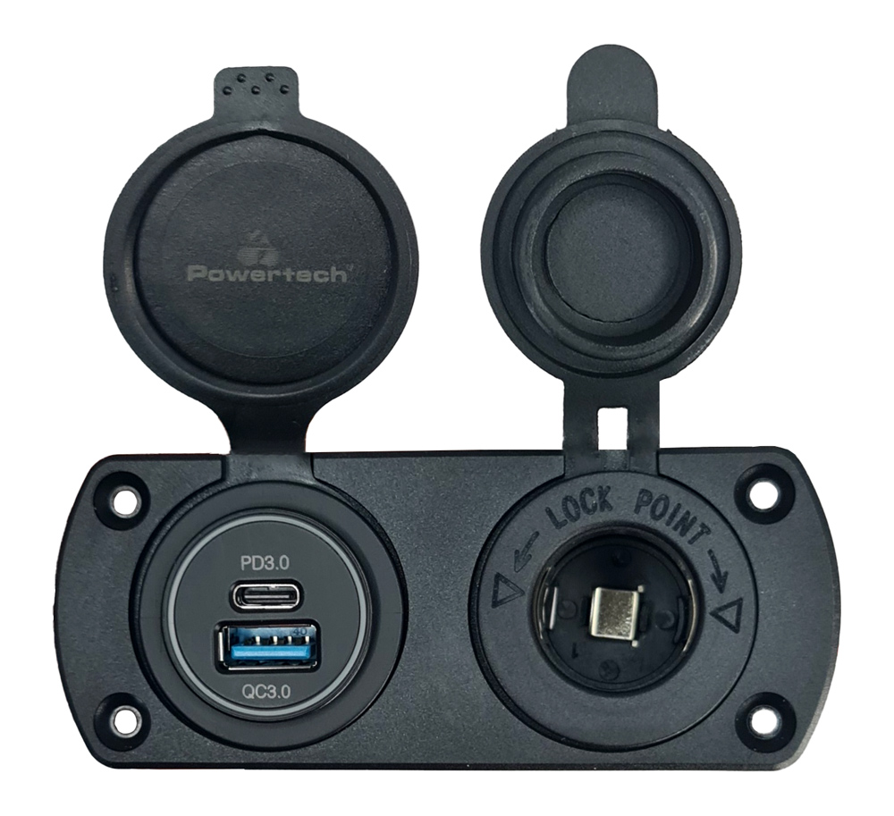 PTL-001 POWERTECH πρίζα 12V για σκάφη & οχήματα PTL-001, USB/USB-C θύρες, IP65 - 5210131089712 - Image 1