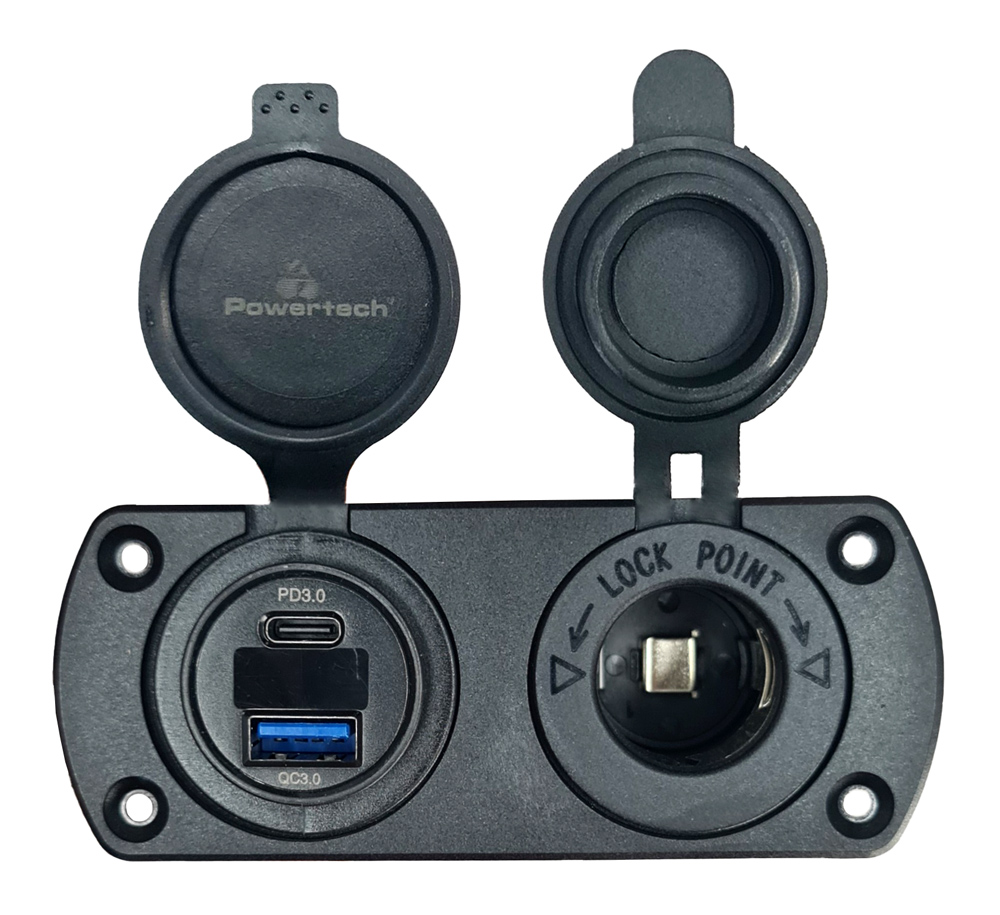 PTL-002 POWERTECH πρίζα 12V για σκάφη & οχήματα PTL-002, USB/USB-C, οθόνη, IP65 - 5210131089729 - Image 1