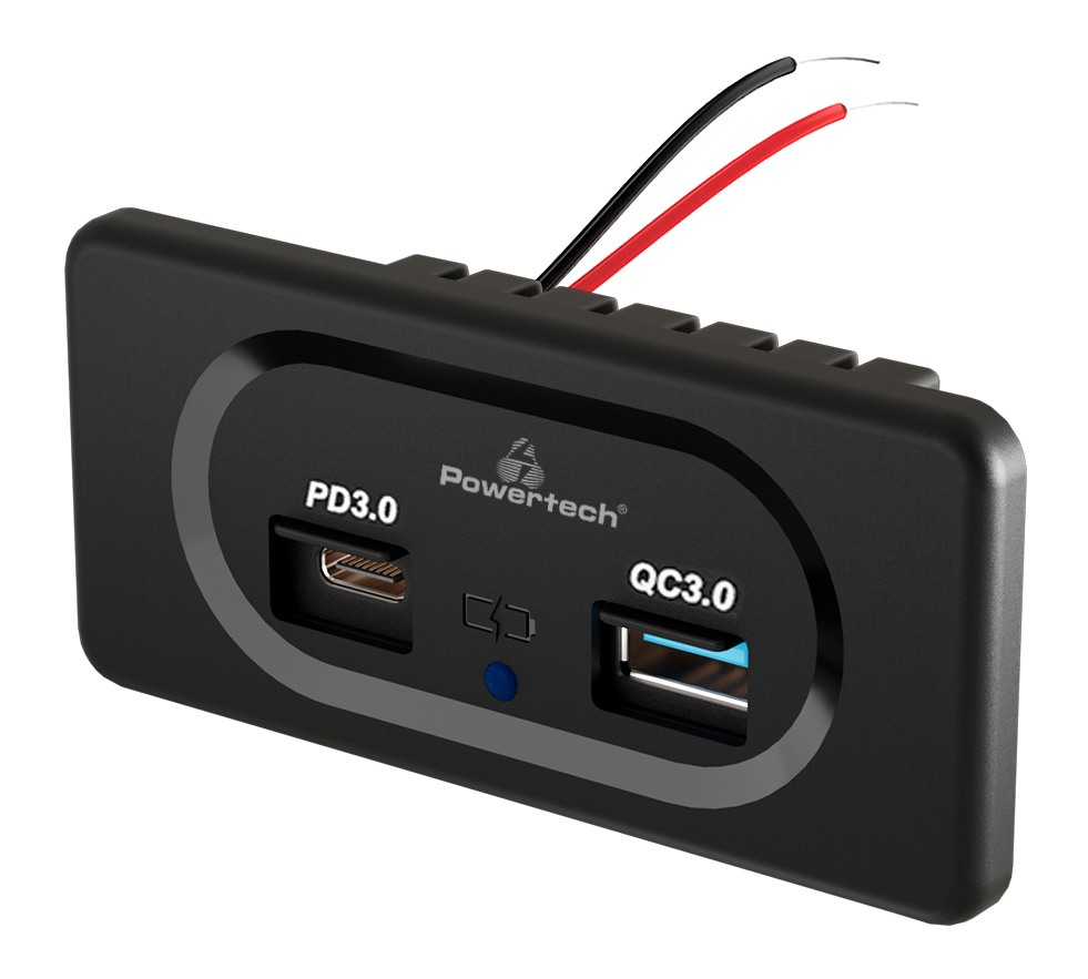 PTL-008 POWERTECH πρίζα USB για σκάφη & οχήματα PTL-008, USB & USB-C, 36W - 5210131089781 - Image 1