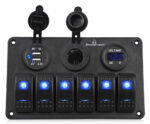 POWERTECH πάνελ σκαφών & οχημάτων PTL-020, πρίζα 12V/2x USB/6x διακόπτες - 5210131089903