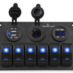 POWERTECH πάνελ σκαφών & οχημάτων PTL-020, πρίζα 12V/2x USB/6x διακόπτες - 5210131089903