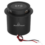 POWERTECH ασύρματος φορτιστής PTL-025 με USB & USB-C θύρες, 15W/30W, μαύρος - 5210131122549