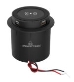 POWERTECH ασύρματος φορτιστής PTL-025 με USB & USB-C θύρες, 15W/30W, μαύρος - 5210131122549