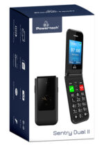 POWERTECH κινητό τηλέφωνο Sentry Dual II V2, 2 οθόνες, dual SIM, πλήκτρο SOS, μαύρο - 5210131036112 - Image 2