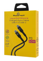 POWERTECH καλώδιο USB-C PTR-0163, σιλικόνης, 60W, 480Mbps, 1m, μαύρο - 5210131124369 - Image 2