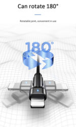 USAMS καλώδιο Lightning σε USB US-SJ476, περιστρεφόμενο, 2.1A, 1m, μαύρο - 6958444929248 - Image 2