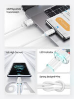 USAMS καλώδιο USB-C σε USB US-SJ658, 66W, 480Mbps, 1.2m, λευκό - 6958444908151 - Image 2
