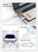 USAMS καλώδιο Lightning σε USB-C US-SJ659, 30W, 480Mbps, 1.2m, μαύρο - 6958444908182 - Image 2