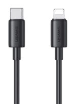 USAMS καλώδιο Lightning σε USB-C US-SJ712, 30W, 480Mbps, 1m, μαύρο - 6958444910000