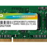 SILICON POWER Μνήμη DDR3 SODimm, 4GB, 1600MHz, PC3-12800, CL11 - 4712702627008