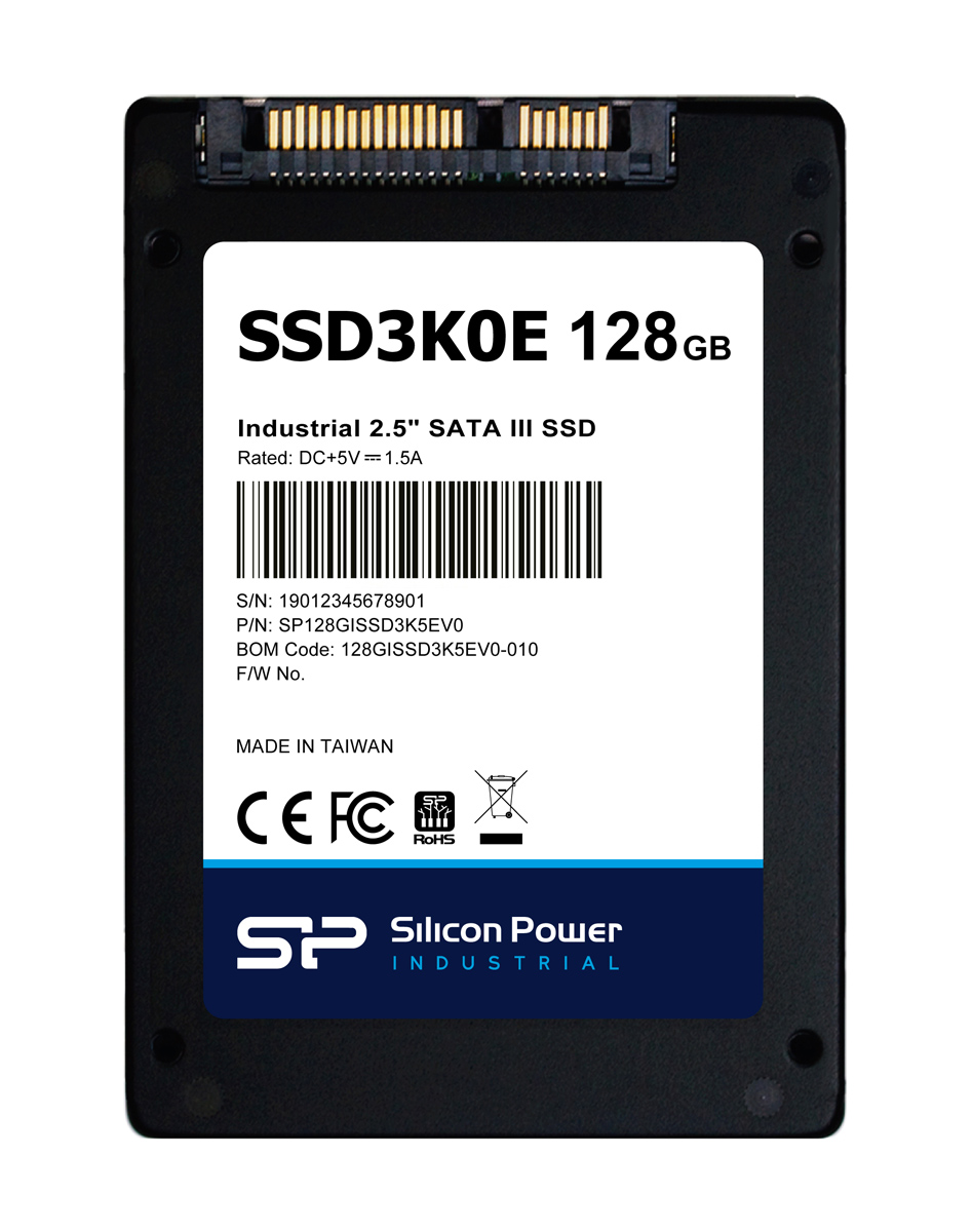 SP128GISSD3K5EV0 SILICON POWER industrial 2.5" SATA III SSD SSD3K0E, 128GB, 540/520MBps, 3D TLC, -20~75 °C - 5210131138649 - Image 1