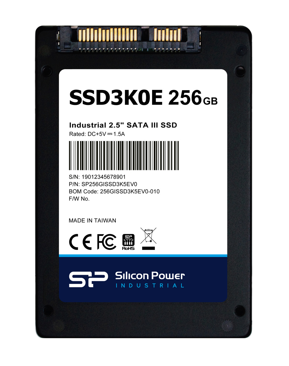 SP256GISSD3K5EV0 SILICON POWER industrial 2.5" SATA III SSD SSD3K0E, 256GB, 540/520MBps, 3D TLC, -20~75 °C - 5210131138632 - Image 1