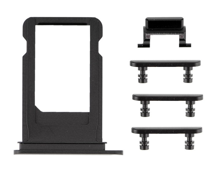 SPIP7-019 Πλαϊνά πλήκτρα και Βάση Sim για iPhone 7, Black - 5210131047422 - Image 1