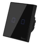 SONOFF smart διακόπτης ΤΧ-T3EU2C, αφής, Wi-Fi, διπλός, μαύρος - 6920075727616