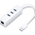 TP-LINK USB Hub UE330 με θύρα δικτύου, 3 θυρών, USB σύνδεση, λευκό - 6935364094553