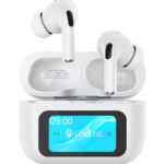 CELEBRAT earphones με θήκη φόρτισης W63, οθόνη αφής, TWS, ANC, 13mm, 30/360mAh, λευκό - 6925146994935