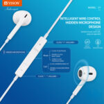YISON earphones με μικρόφωνο X7, Lightning σύνδεση, Φ14mm, 1.2m, λευκά - 6925146923492 - Image 2