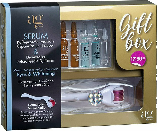 20210121092258_ag_pharm_gift_box_eye_serum_3x2ml_whitening_serum_2x2ml_derma_roller_0_25mm Σετ Περιποίησης για Λεύκανση και Μαύρους Κύκλους Ag Pharm Gift Box Eye Serum 2×2.5ml, Whitening Serum 3x2ml & Derma Roller 0.25mm - Image 1