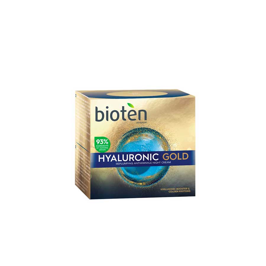 5201314114802_bioten-hyaluronic-gold-night-cream001 Bioten Hyaluronic Gold Αντιρυτιδική Κρέμα Νύχτας Αναδιαμόρφωσης 50ml - Image 1