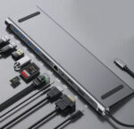 POWERTECH docking station BYL-2003, 11 θυρών, βάση laptop, USB-C, γκρι - 6957107320101 - Image 2