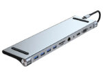 POWERTECH docking station BYL-2003, 11 θυρών, βάση laptop, USB-C, γκρι - 6957107320101